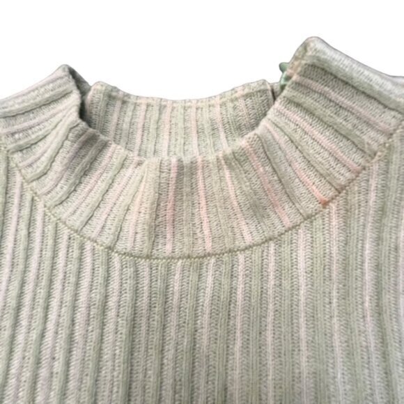 St. John Top Knit Mock Neck Sleeveless Two Tone Green SMALL Vintage Neck Warmer - Picture 9 of 16
